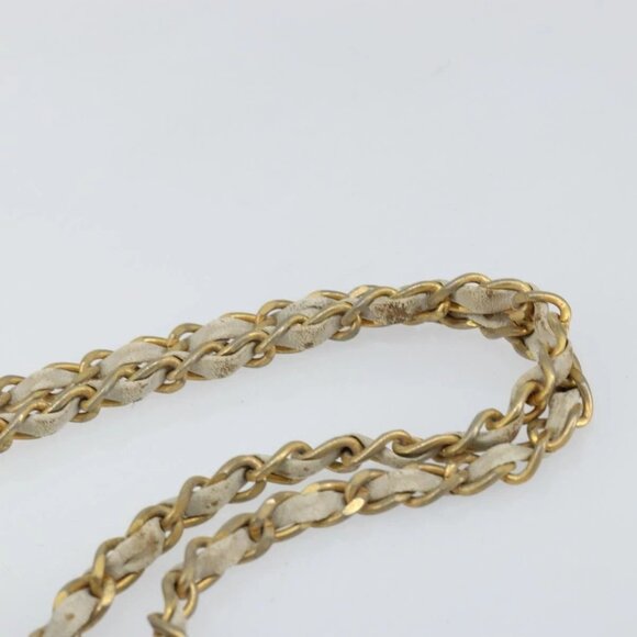 CHANEL Chain Tote Bag Lamb Skin Beige Gold CC Auth gh972 - Picture 8 of 16